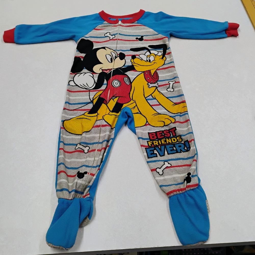 Disney Mickey Roadster Racers Mickey and Pluto Footed Pajamas 2T
